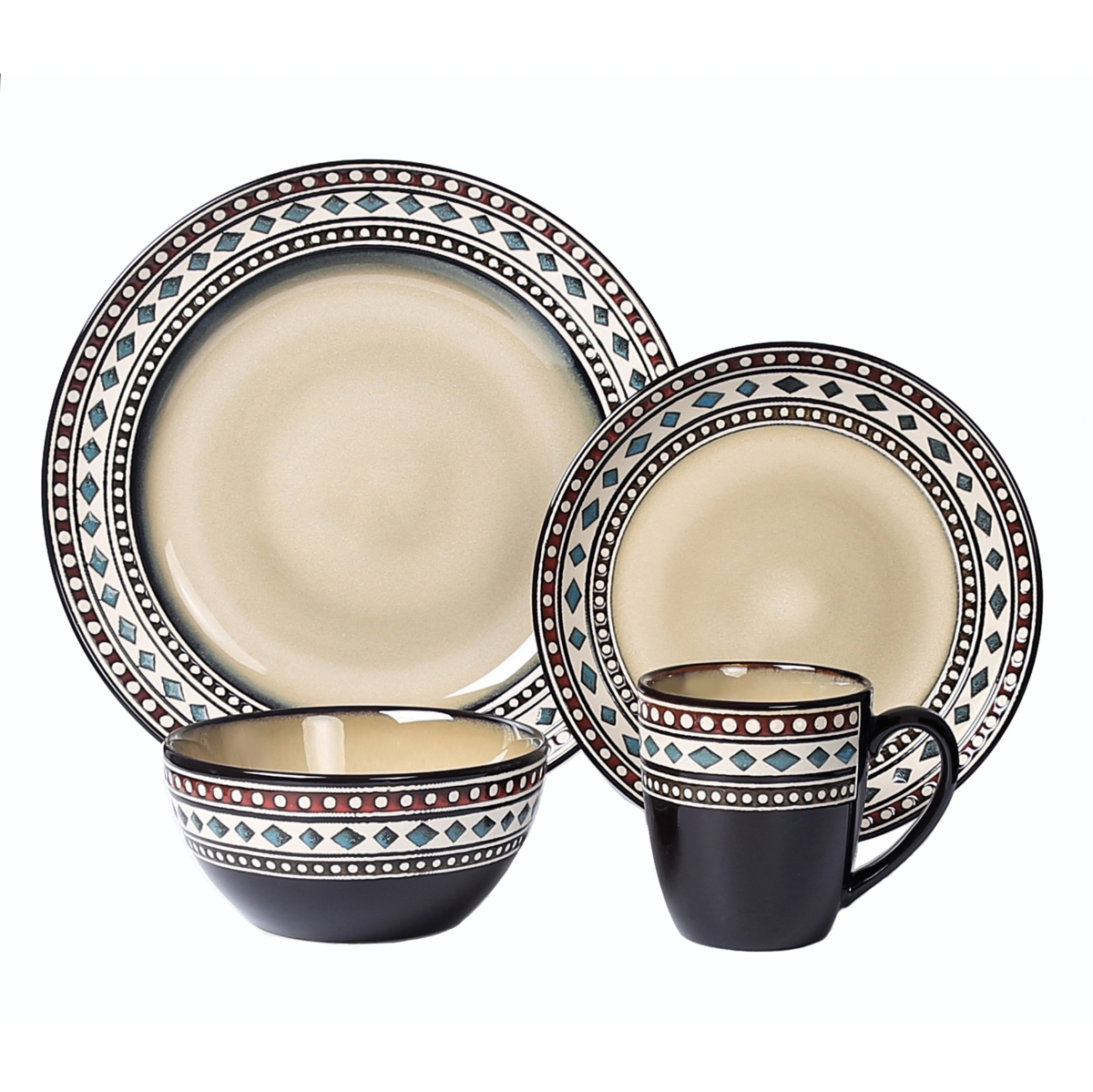 Picture of Lorren Home Trends LH519 16 Piece Glazed Dinnerware&#44; Neutral - Service for 4