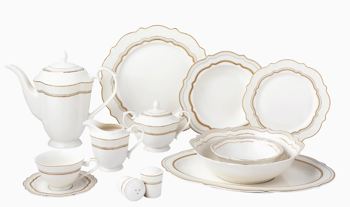 Picture of Lorren Home Trends Charlotte 57 Piece Bone China Charlotte Dinnerware Set, Service for 8