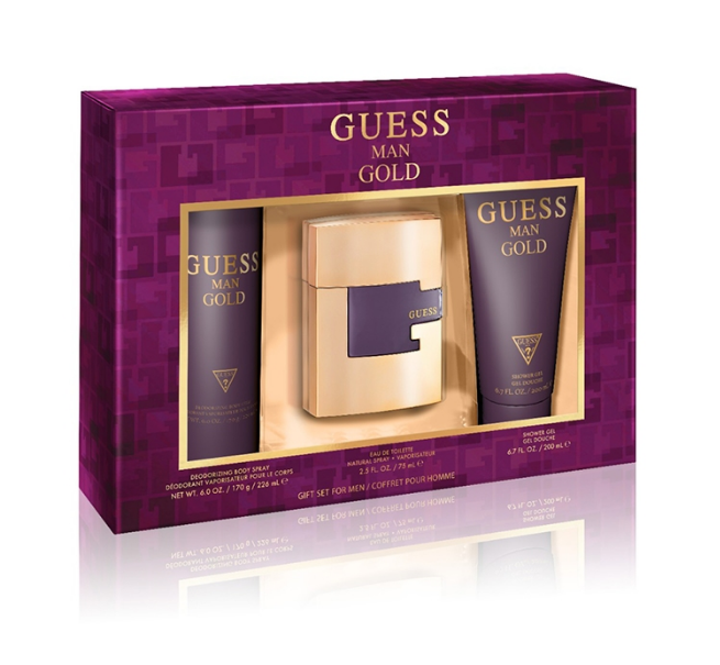 2.5 oz 3 Piece Gold Eau De Perfum Spray Gift Set for Men