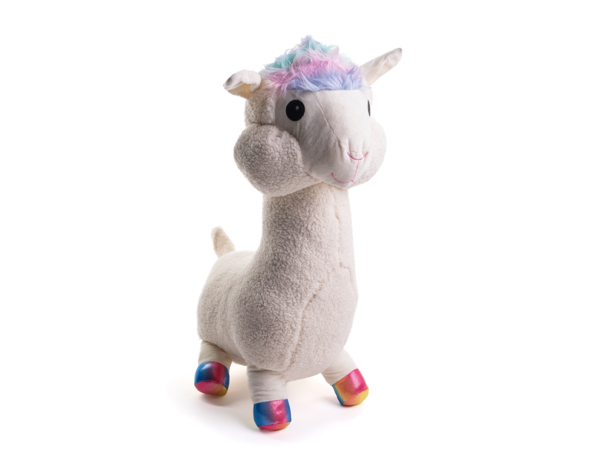 Picture of Bright Time Toys BT99663 32 in. Sitting White Llama with Rainbow Tuft Plush Toy