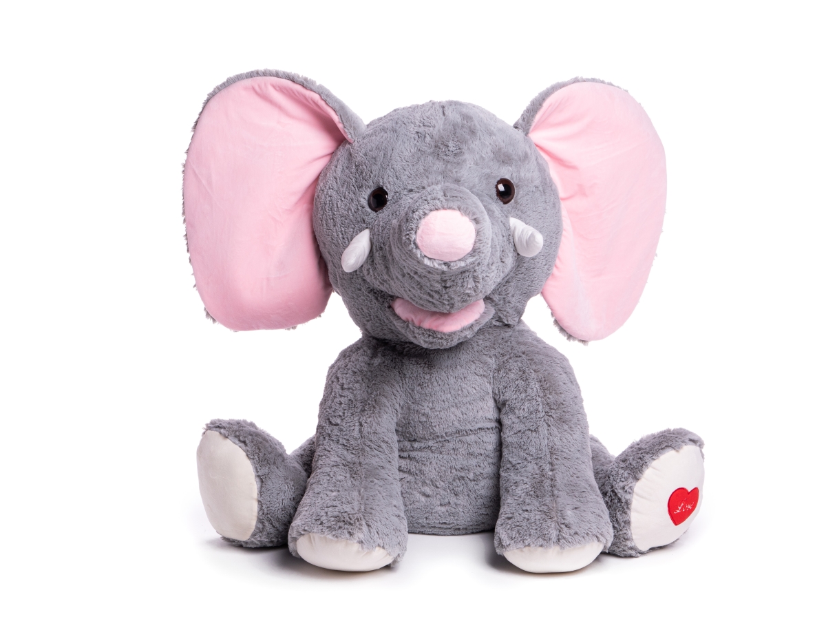 Picture of Bright Time Toys BT30465 32 in. Sitting Grey Elephant with Heart Plush Toy