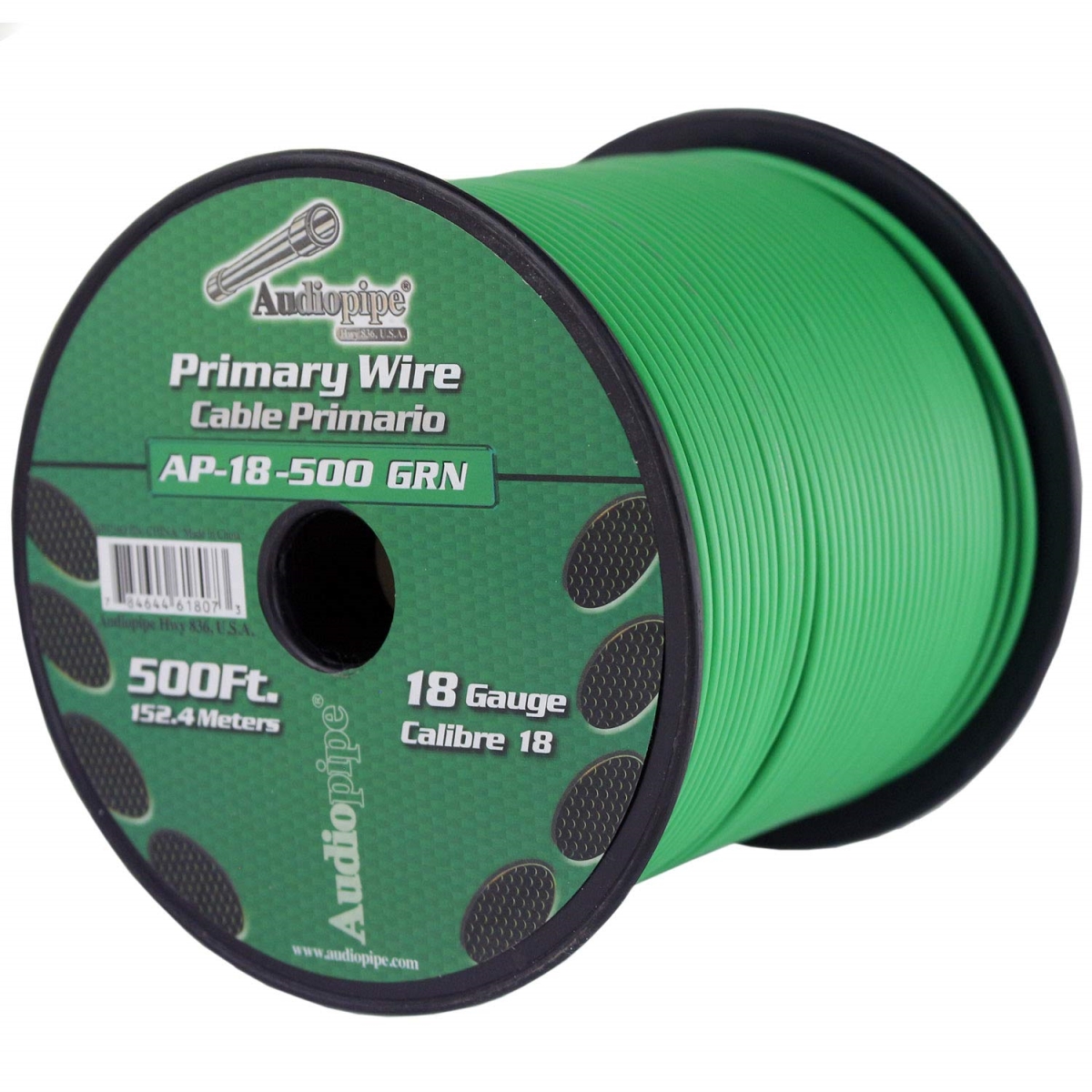 Picture of Audiopipe AP-18500GREEN 18 Gauge Prime Primary Power Wire, Green