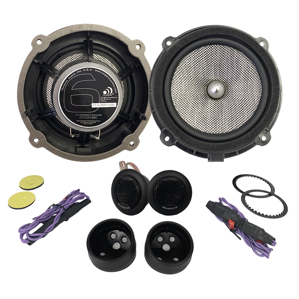 Picture of Massive Audio HYUN-6K 6.5 in. 80W Hyundai OEM Drop-in RMS Component Speakers Kit