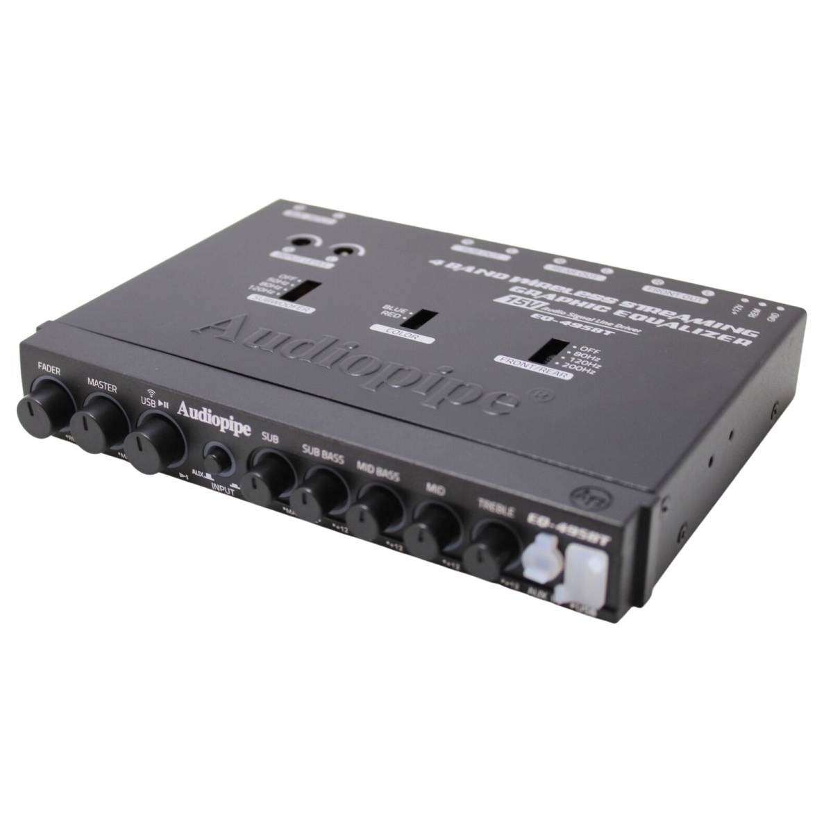 Picture of Audiopipe EQ-495BT 4 Band 15V Half-Din Line Driver Wireless Streaming Equalizer