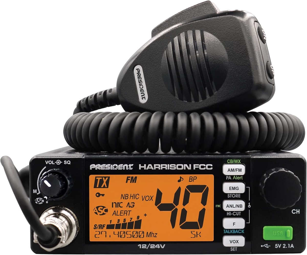 HARRISON FCC 40 Channels AM & FM Mobile CB Radio with with CTCSS-DCS - TXUS768, Black