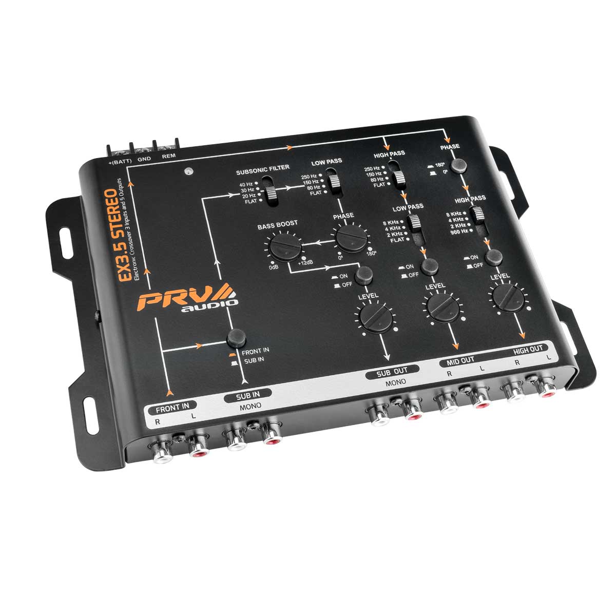 Picture of PRV Audio EX3.5 STEREO 2-in-3 Out Bass Boost 9V Crossover