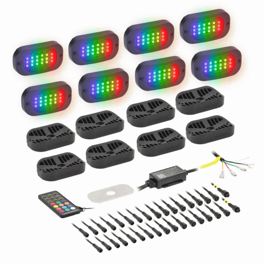 HE-CHASE-K8 5 in. Chasing Wide Angle Rock Light Kit, Black - Pack of 8