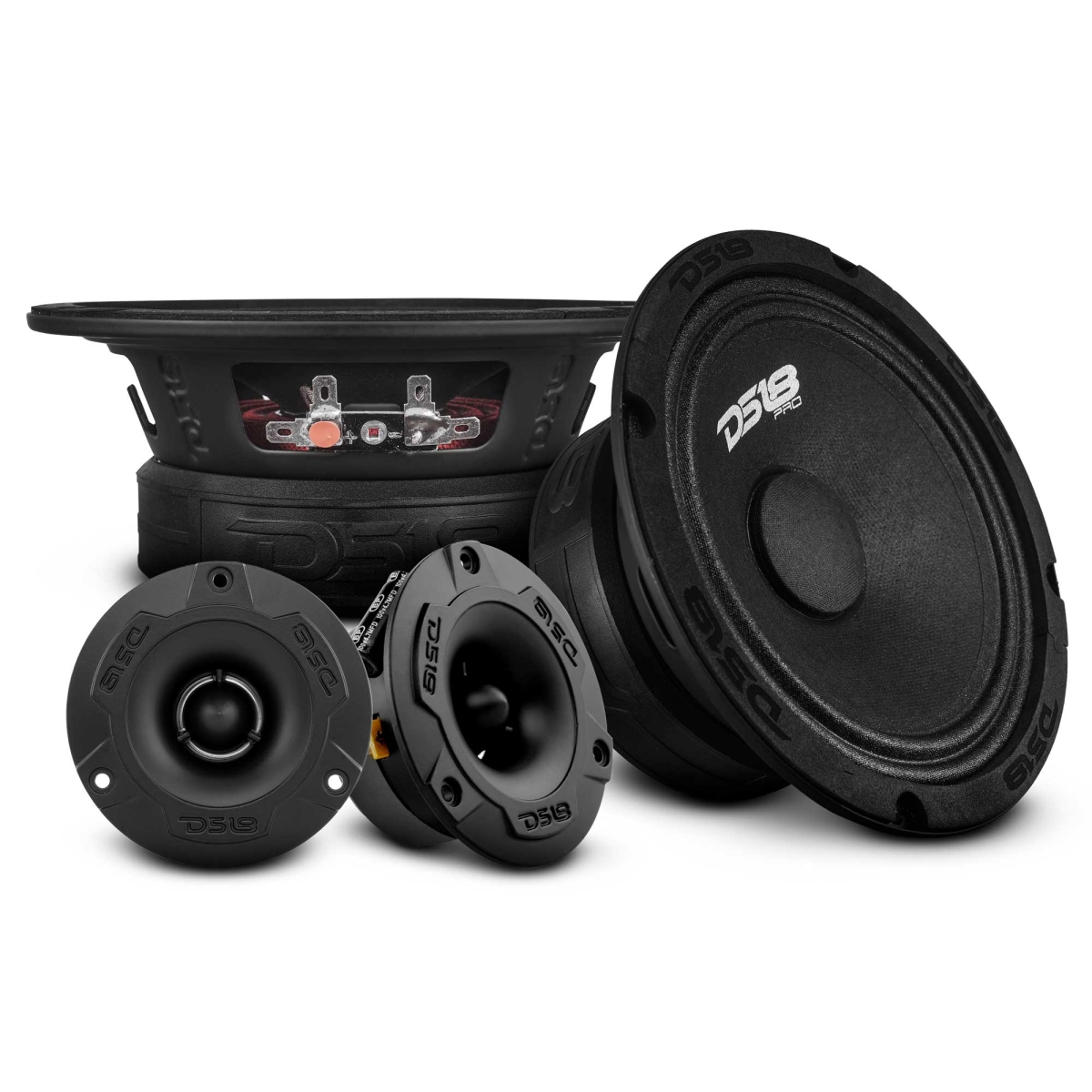 Picture of DS18 PRO-GM6.4PK Loudspeakers & Tweeters Package Including a Pair of PRO-GM6.4 Plus a Pair of PRO-TW1X-BK