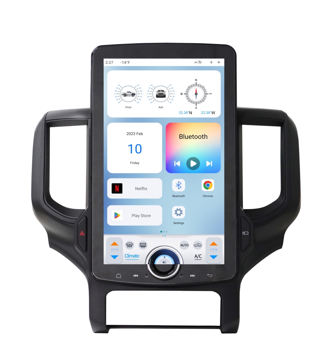 XL-DGPU15-6RR-6H 15.6 in. HD Touch Screen Android Tablet for 2019-2023 Ram Dodge