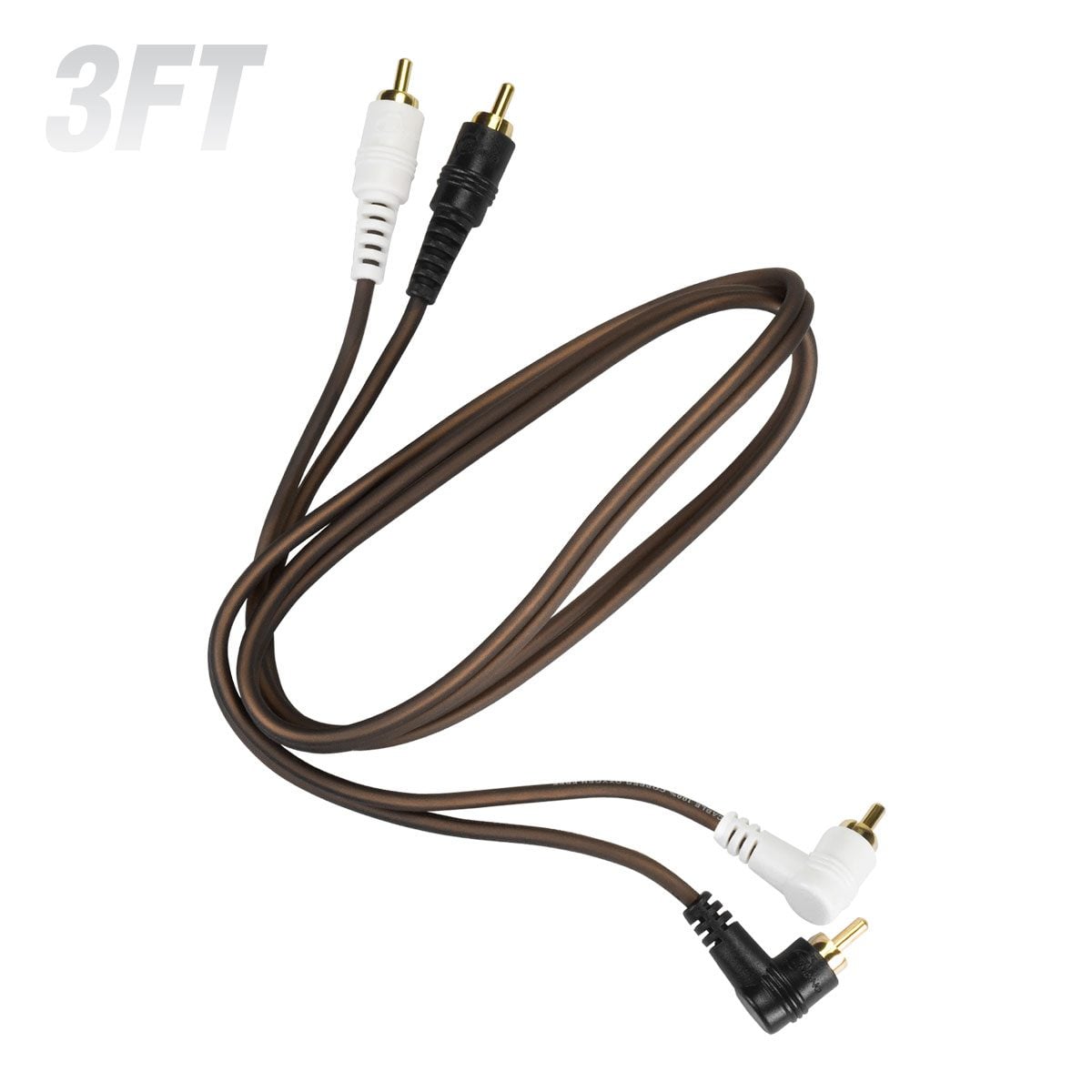 TPT-RCA X3FT 3 ft. 2-Channel OFC RCA Cable with Right-Angle Connector on One End