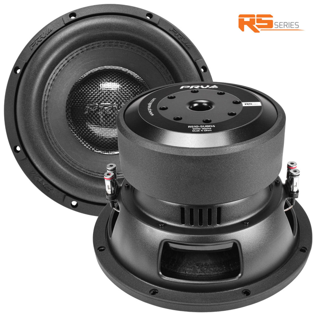 RS10-SUBD4 17.5 mm Xmax 10 Plus RS10-SUB Car Subwoofer with 4 Ohm Dual 1000W Double-Stacked Magnet
