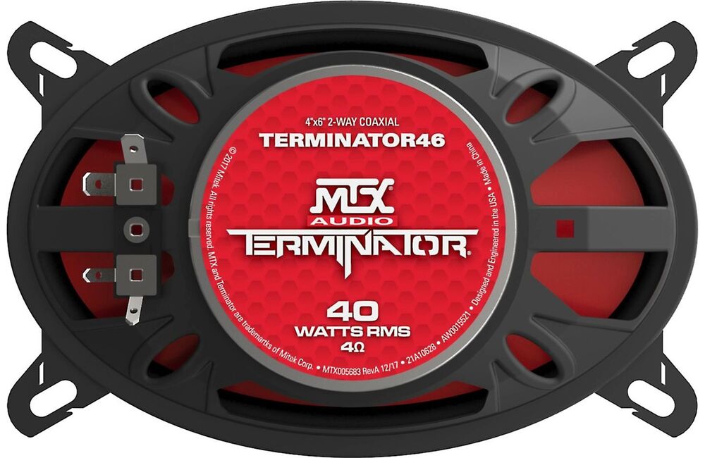 TERMINATOR46 1.57 in. 4 x 6 2-Way RMS 4 Ohm Coaxial Speakers - 40W