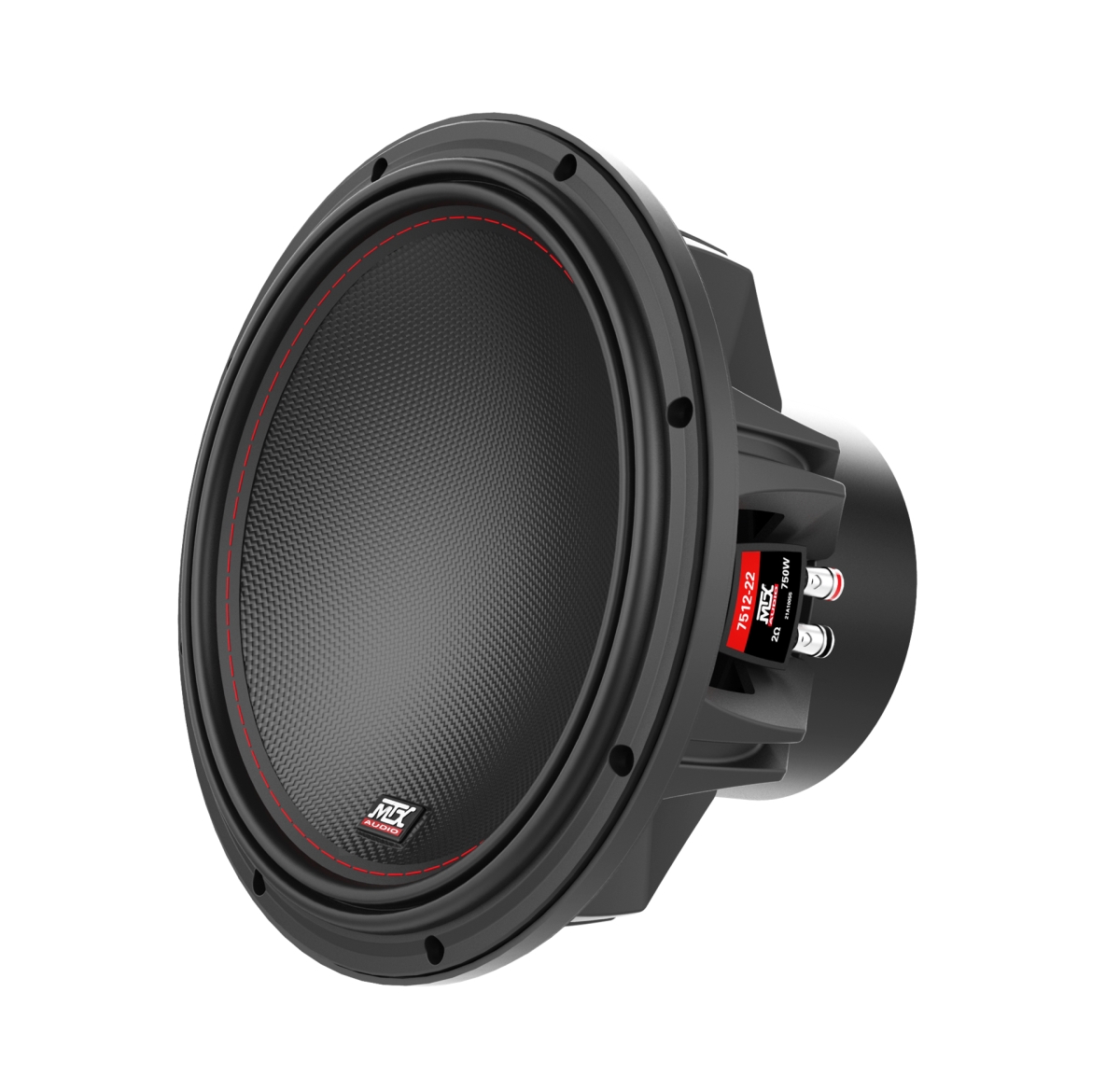 7512-22 12 in. RMS Dual 2 Ohm Subwoofer, Black - 750W