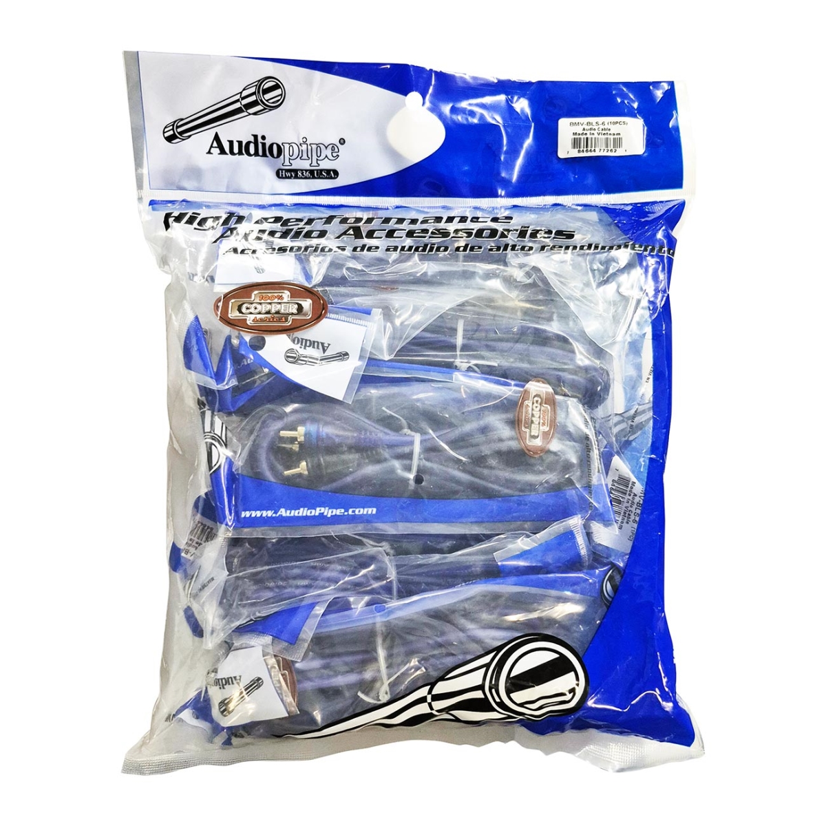 BMV-BLS-6 6 ft.  RCA Cable, Blue - Pack of 10