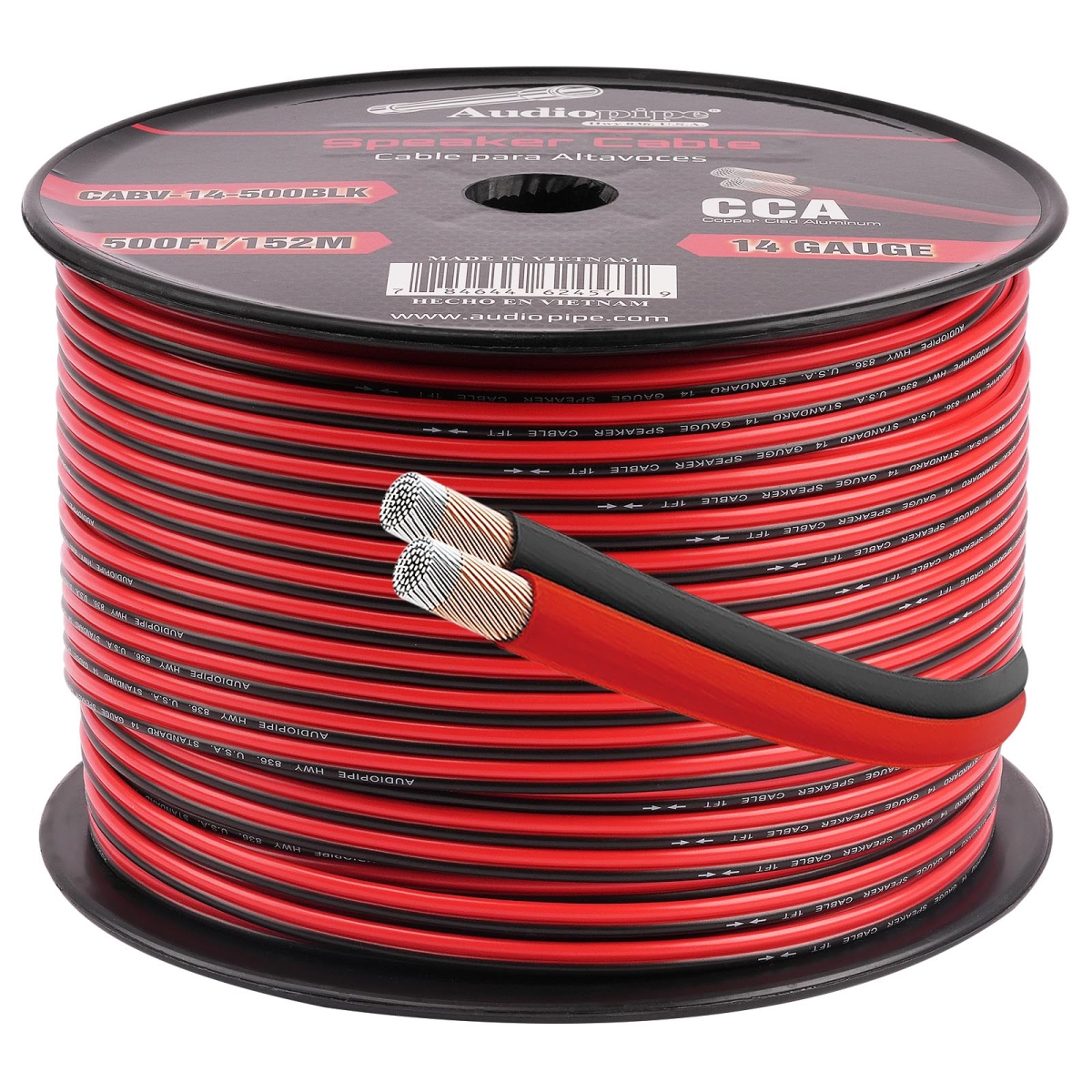 CABV-14-500 BLK 500 ft. Speaker Wire -  14 Gauge, Red & Black
