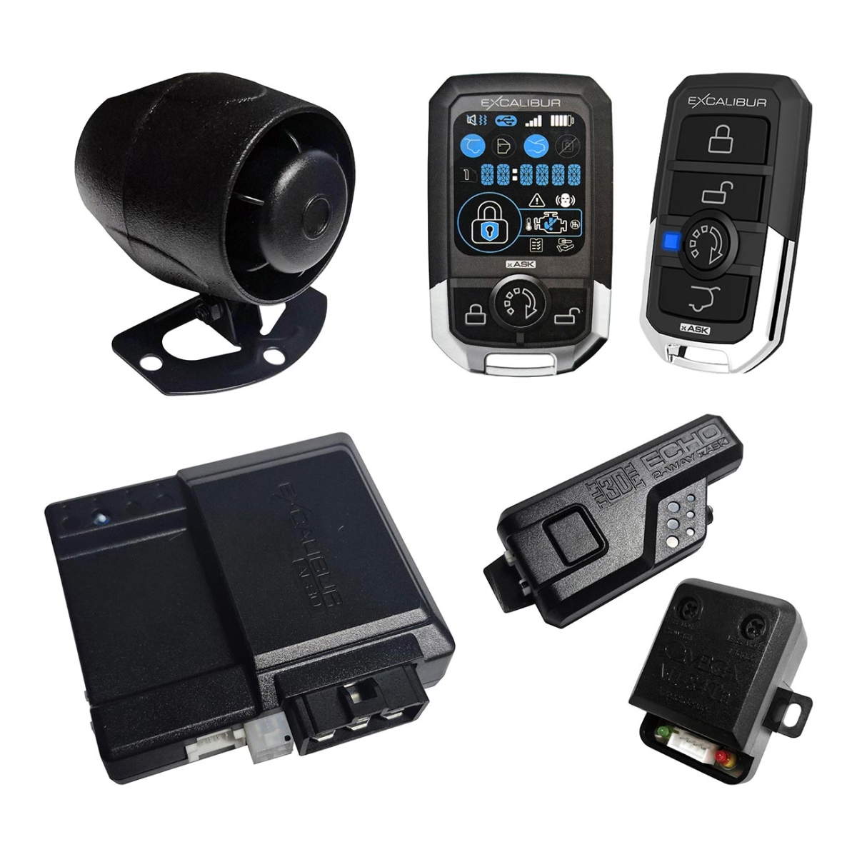 AL-1880-3D 1500 ft. Range  LCD 2 Way Car Alarm Remote Start & Security - Black