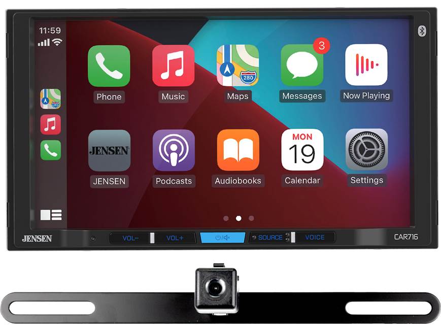CAR716-BC 7 in. CPAA AV Receiver with Backup Camera, Apple CarPlay & Android Auto Compatible