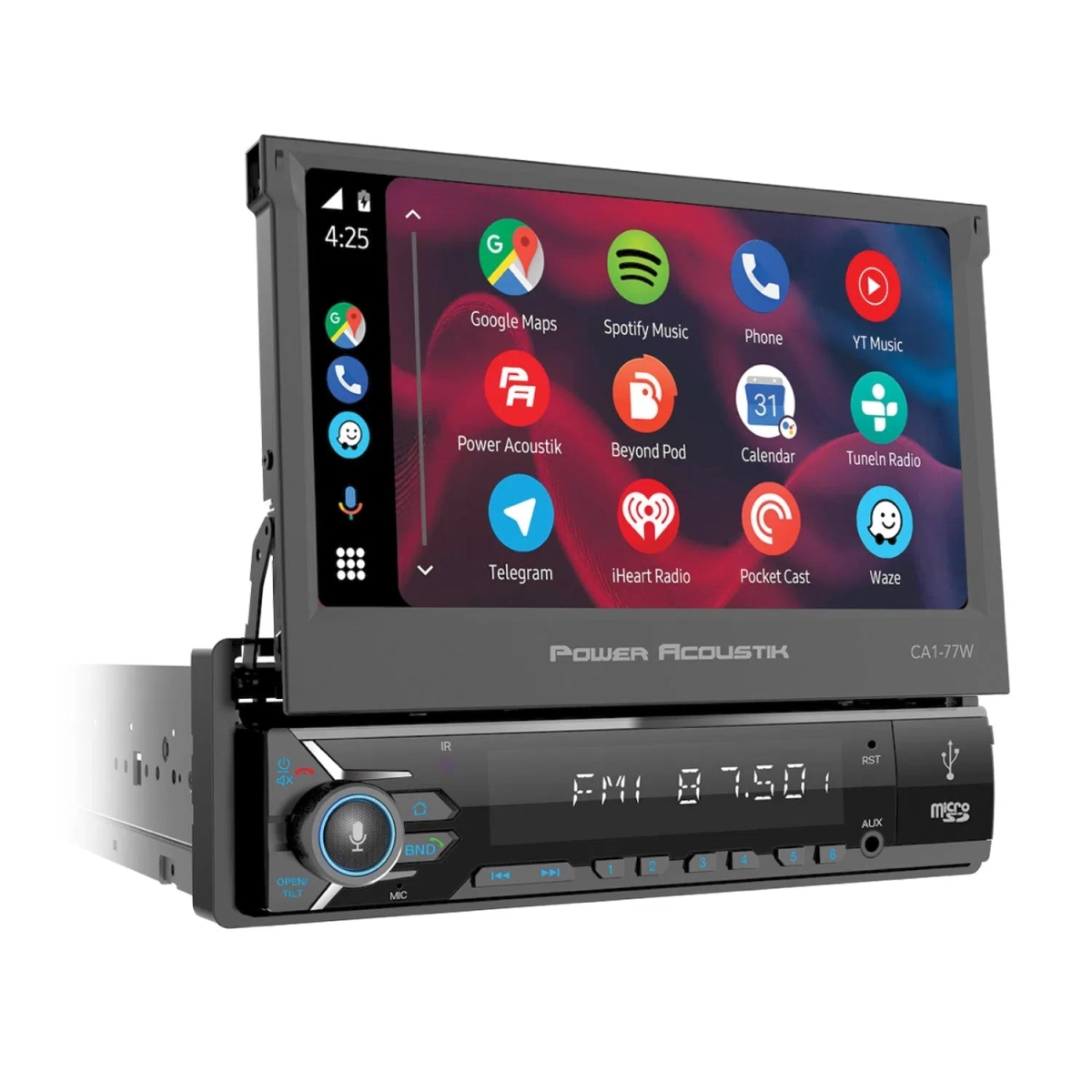 CA2-74W 2-DIN Digital Media Car Stereo with Wireless Apple CarPlay & Android Auto, Bluetooth & 7 in. LCD