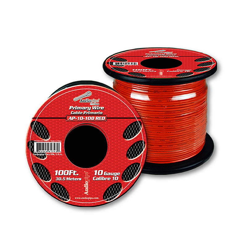 APV-10-100 RED 10 Gauge Remote Cable, Red - 100 ft.