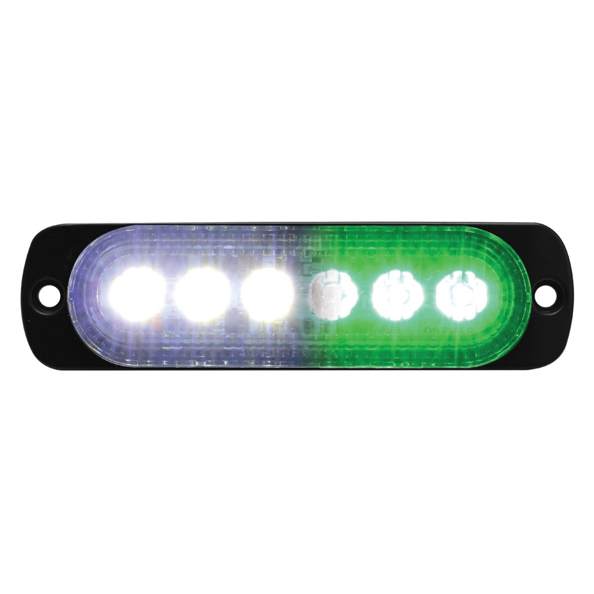 RS70016GW Green & White Switching 6-LED Ultra Slim Flush Mount 19-Flash Pattern Marker Strobe Light