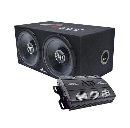 Picture of Audiopipe APSB-1299PP Loaded Dual 12 Subs Amp & Wire Kit Car Audio