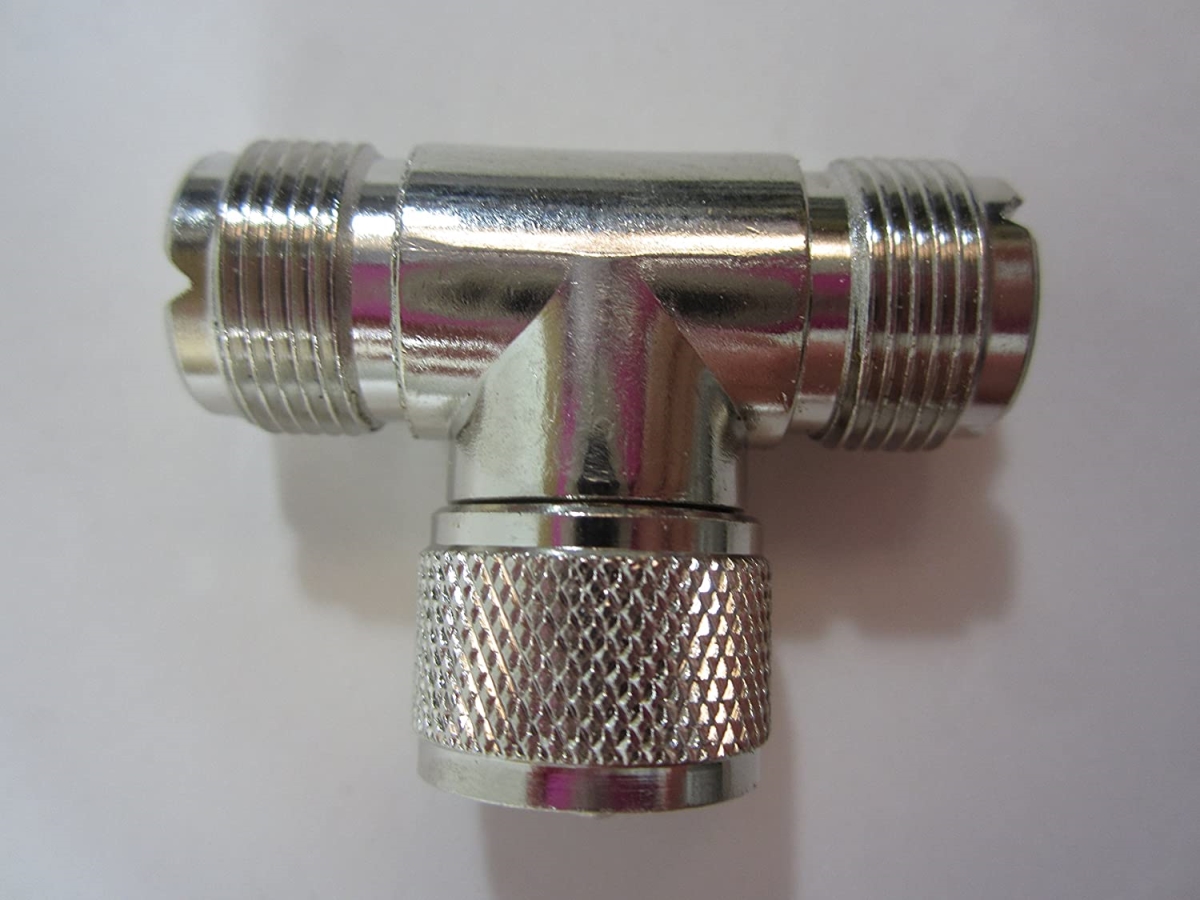 Bandit   Dual Cable T Connector - PL-259 to SO-239