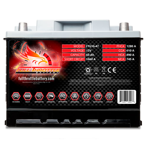 Full Throttle High-Performance AGM Battery 50Ah 610CCA (FT610-47)