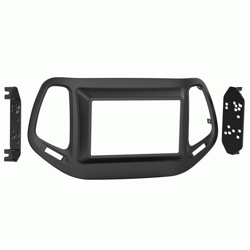 Double DIN Stereo Dash Kit - Matte Black - For Chrysler Jeep Compass 2017+