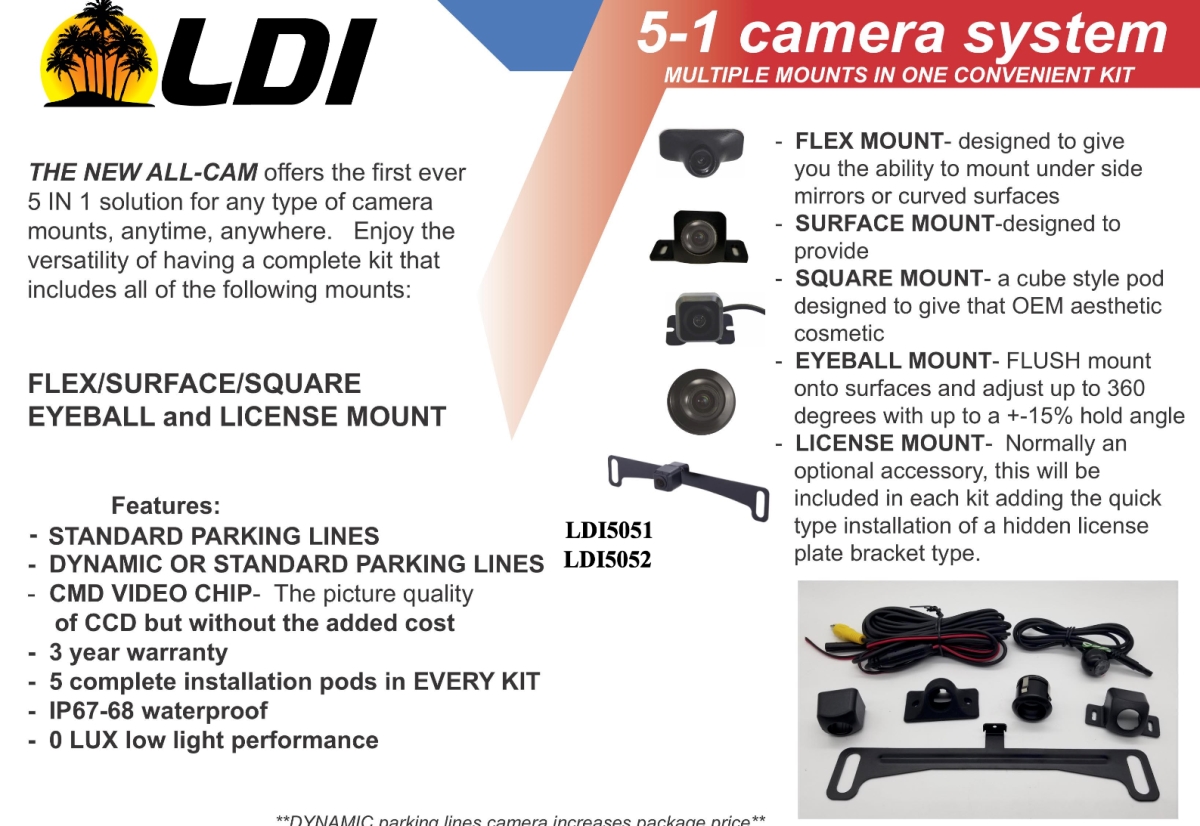 5052 5-1 Camera System with Multi-Mounts in 1 Kit with Dynamic Park Lines