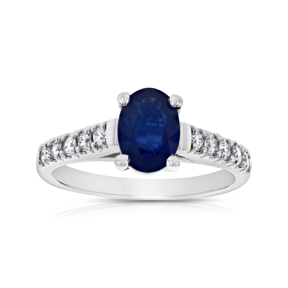 0.30 CTW Diamond & Sapphire Ring, 14K Gold - Size 6.5