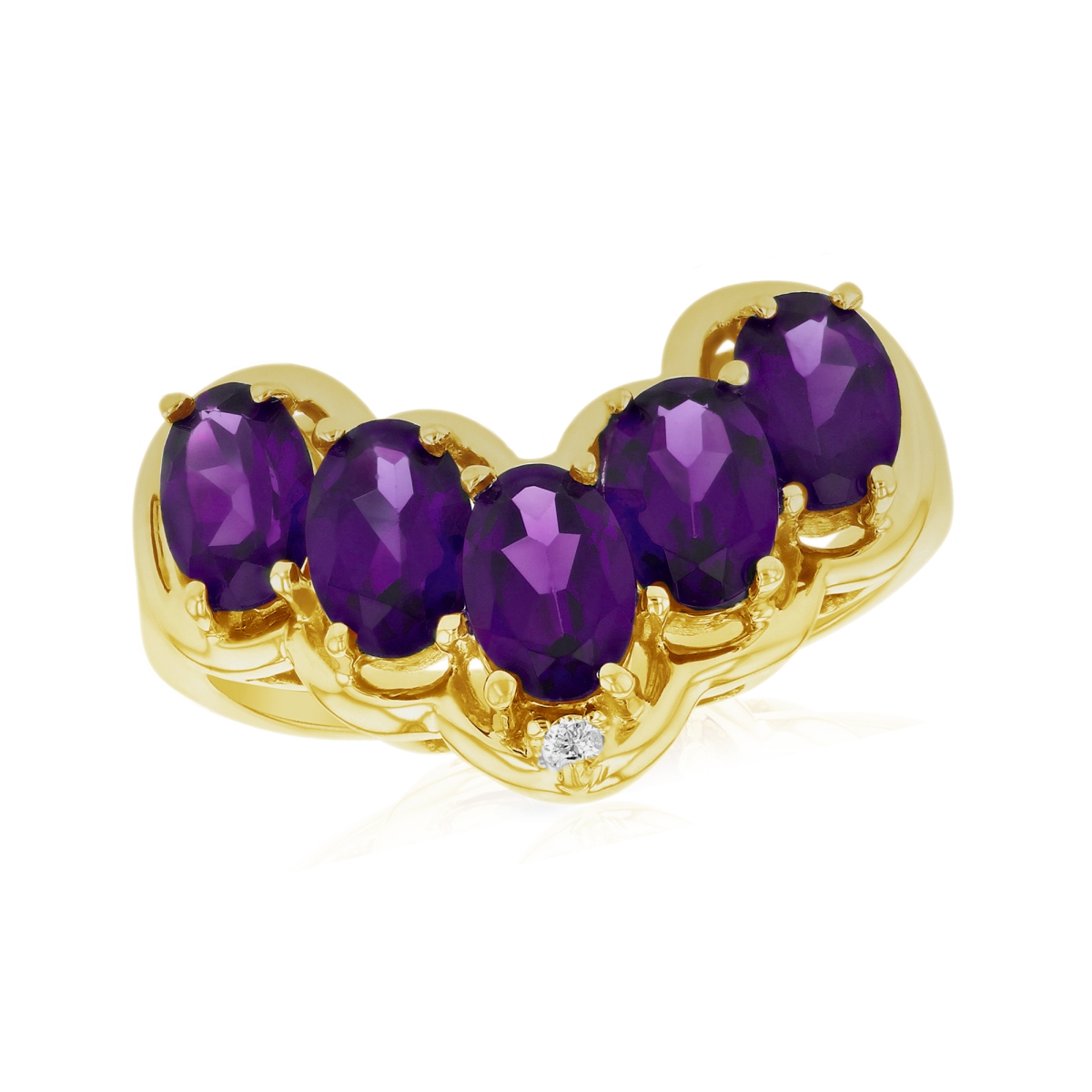 Picture of Louis Creations RL2776AMY-YG-4 0.01 CTW Diamond & Amethyst Fashion Ring&#44; 14K Yellow Gold - Size 4