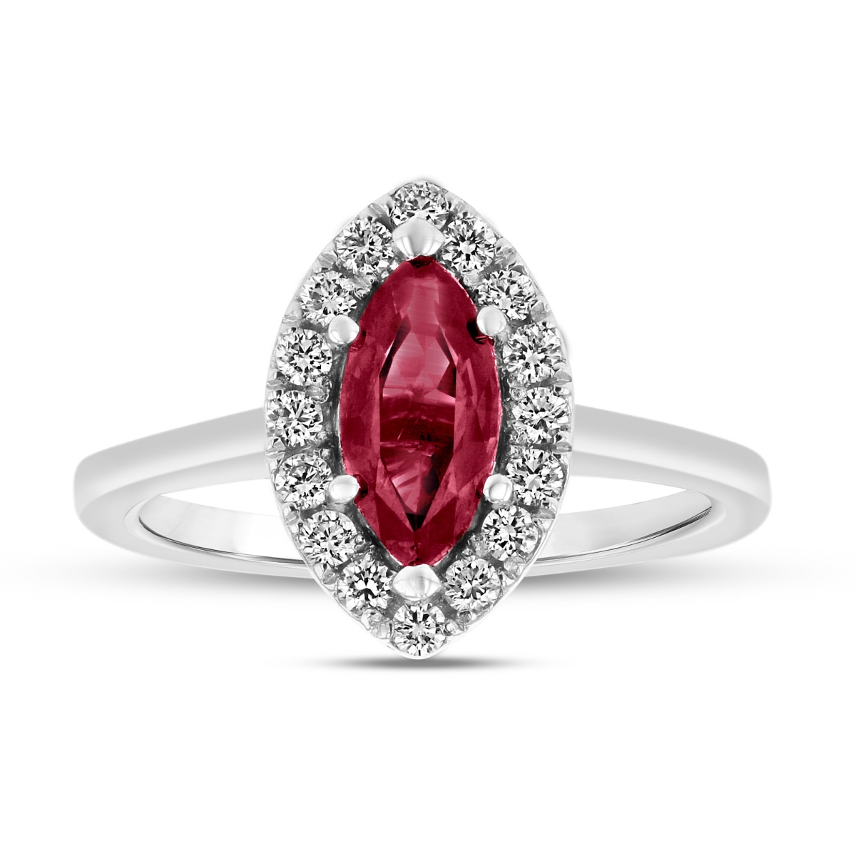 1.37 CTW Diamond & Ruby Ring, 14K White Gold - Size 7