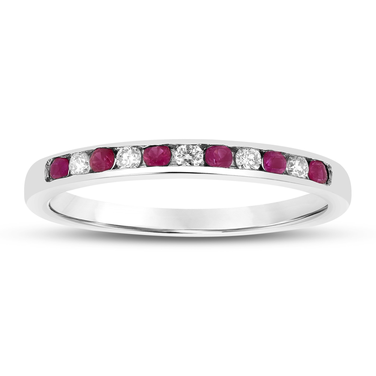 0.25 CTW Diamond & Ruby Band, 14K Gold - Size 5.5