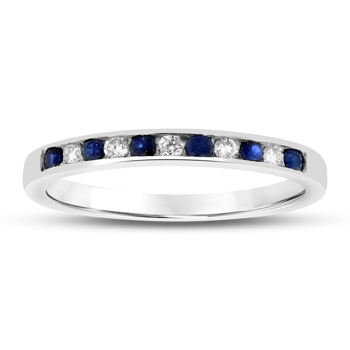 0.27 CTW Diamond & Sapphire Band, 14K Gold - Size 5.5