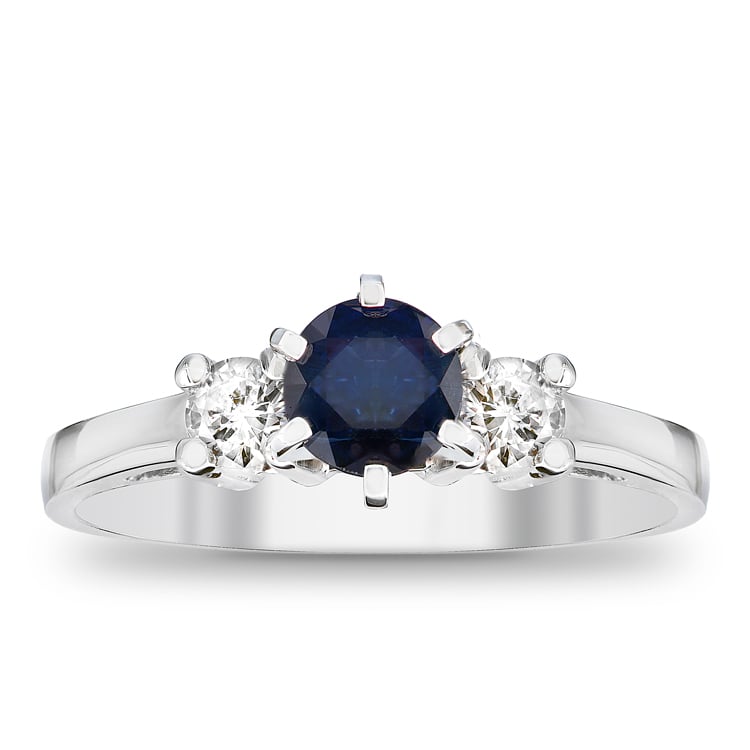 0.83 CTTW Sapphire & Diamond Engagement Ring, 14K Gold - Size 5