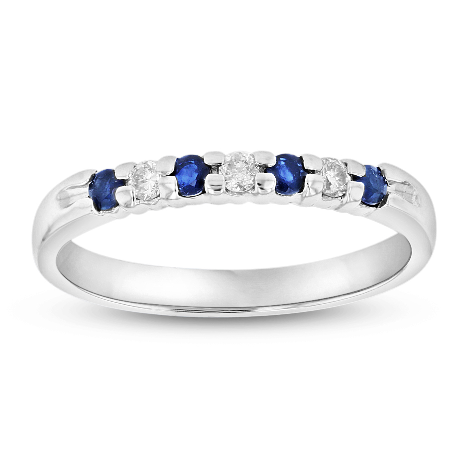Picture of Louis Creations RL887SD-012-8.5 14K Gold 0.27 CTTW Round Diamonds & Sapphires Prong Set Band Ring - Size 8.5