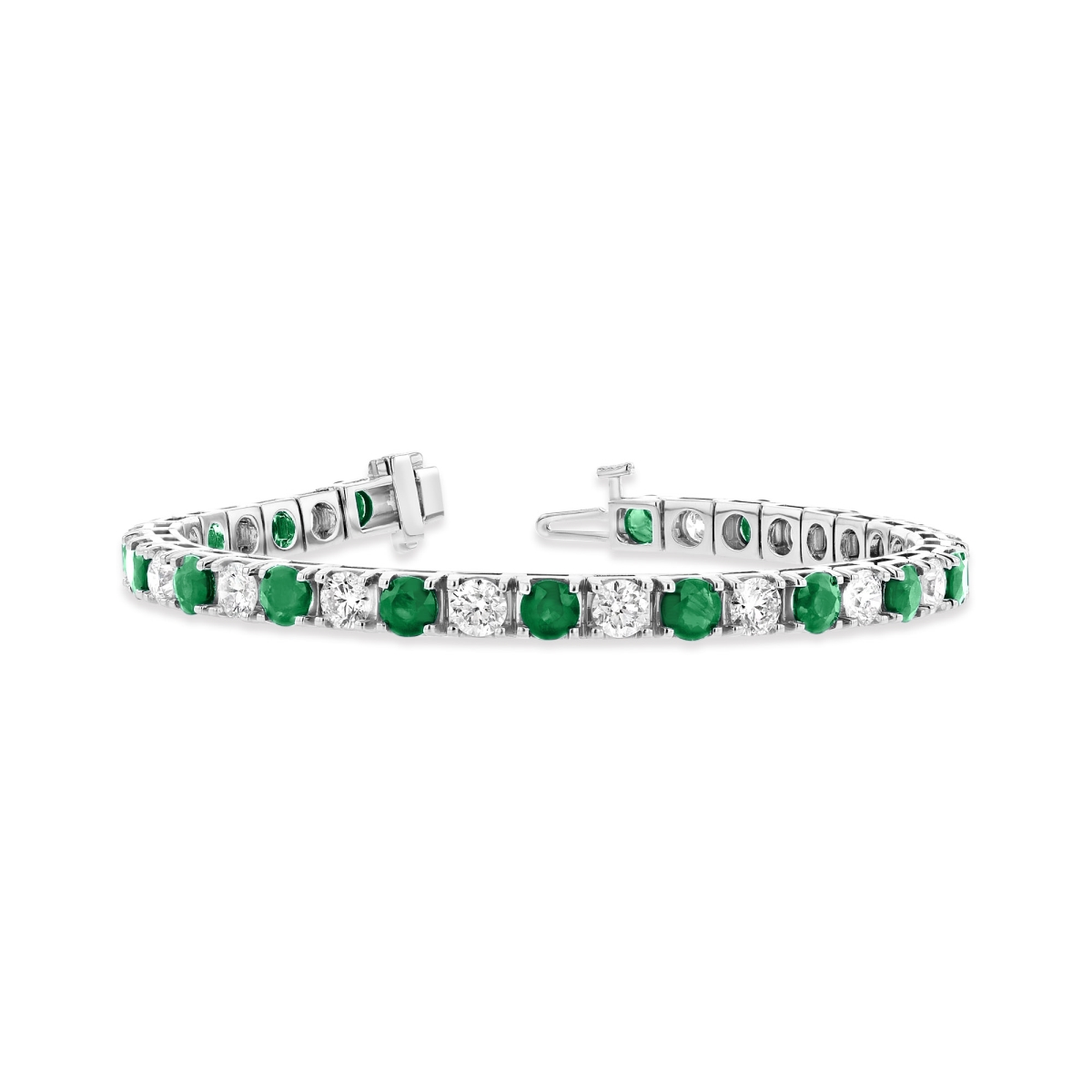 Picture of Louis Creations BB45ED-WG 6.25 CTW Diamond & Emerald Diamond Bracelet&#44; 14K White Gold