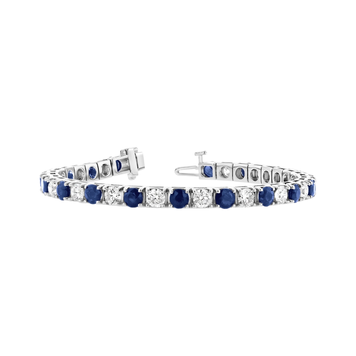 Picture of Louis Creations BB45SD-WG 6.25 CTW Diamond & Sapphire Diamond Bracelet&#44; 14K White Gold