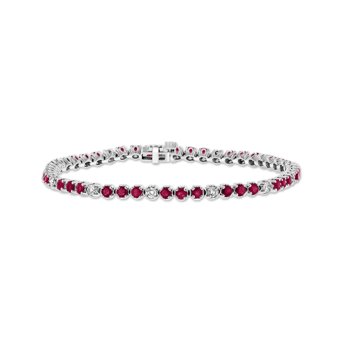 Picture of Louis Creations BRB398RD 3.09 CTW Diamond & Ruby Bracelet&#44; 14K White Gold