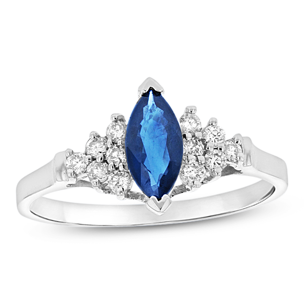 Picture of Louis Creations CR003SD-WG-4 0.19 CTW Diamond & Sapphire Marquis Ring&#44; 14K White Gold - Size 4