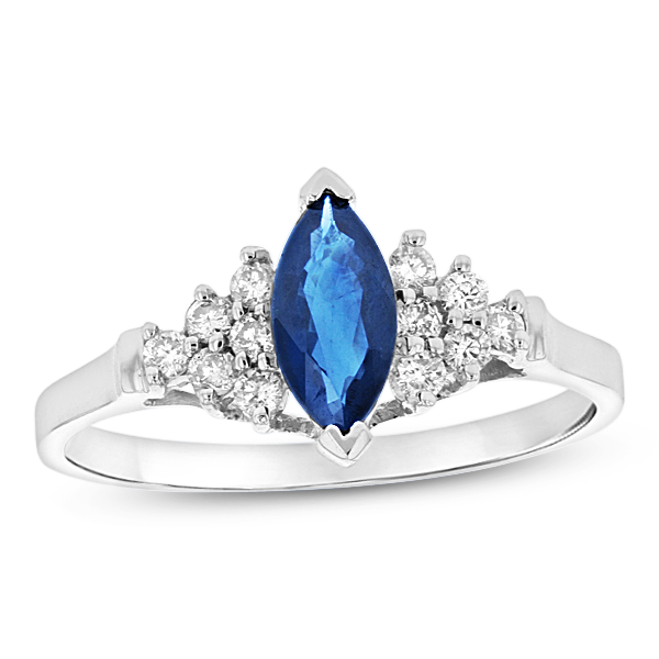 Picture of Louis Creations CR003SD-WG-4.5 0.19 CTW Diamond & Sapphire Marquis Ring&#44; 14K White Gold - Size 4.5