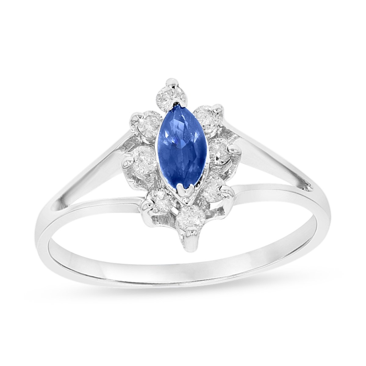 Picture of Louis Creations CR007SD-WG-4 0.15 CTW Diamond & Sapphire Marquis Ring&#44; 14K White Gold - Size 4