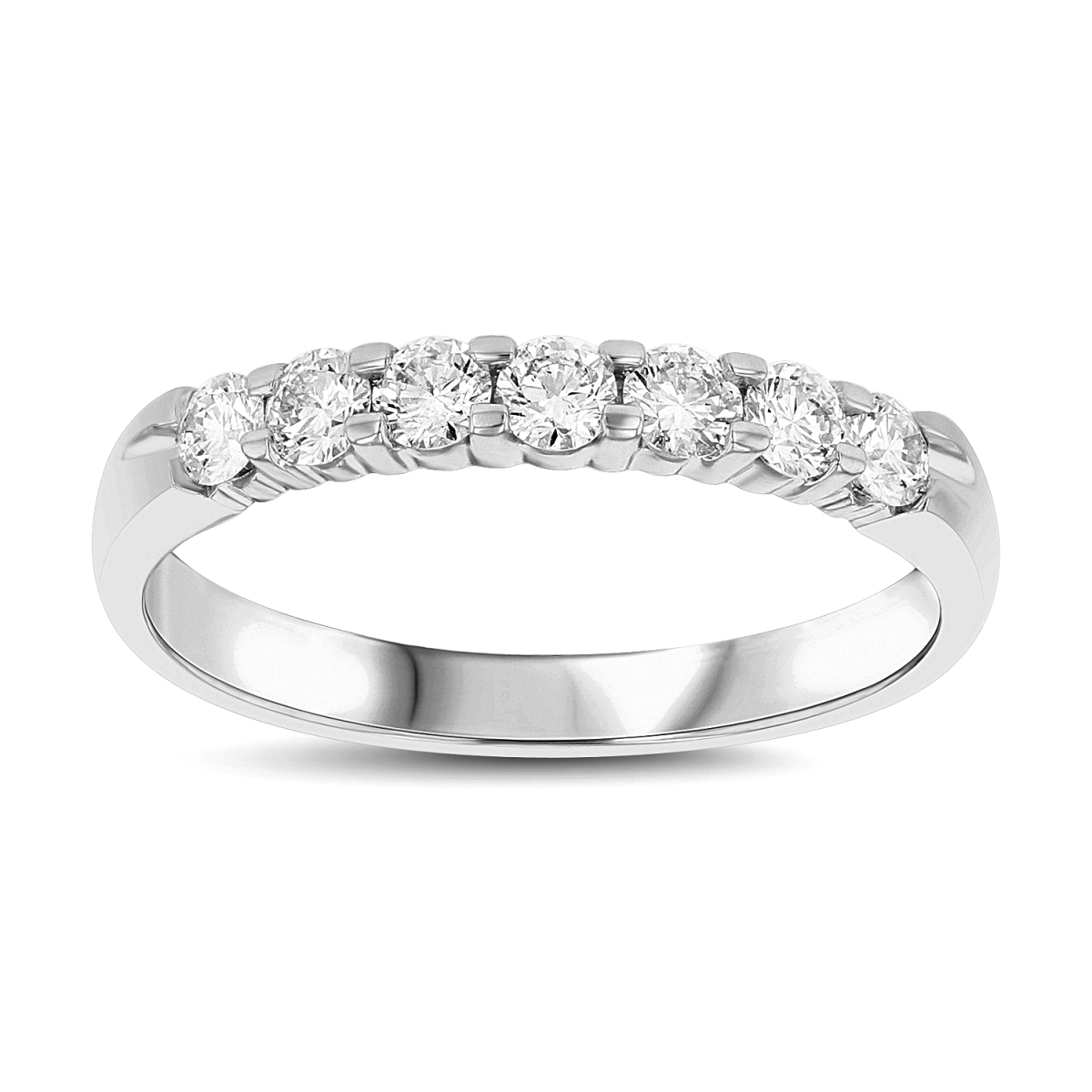 0.50 CTTW 7 Stone Round Diamonds Shared Prong Anniversary or Wedding Band 14K Gold Bridal Ring H-J SI - Size 4.5