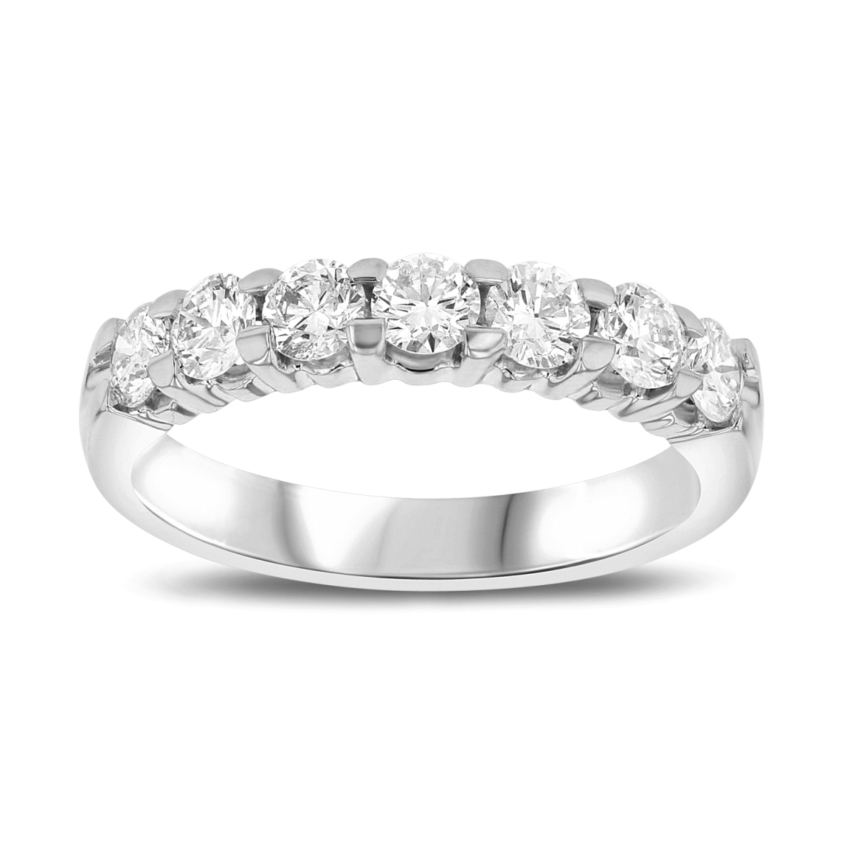 CR212-100-9 1.00 CTTW 7 Stone Round Diamonds Shared Prong Anniversary or Wedding Band 14K Gold Bridal Ring H-J SI - Size 9
