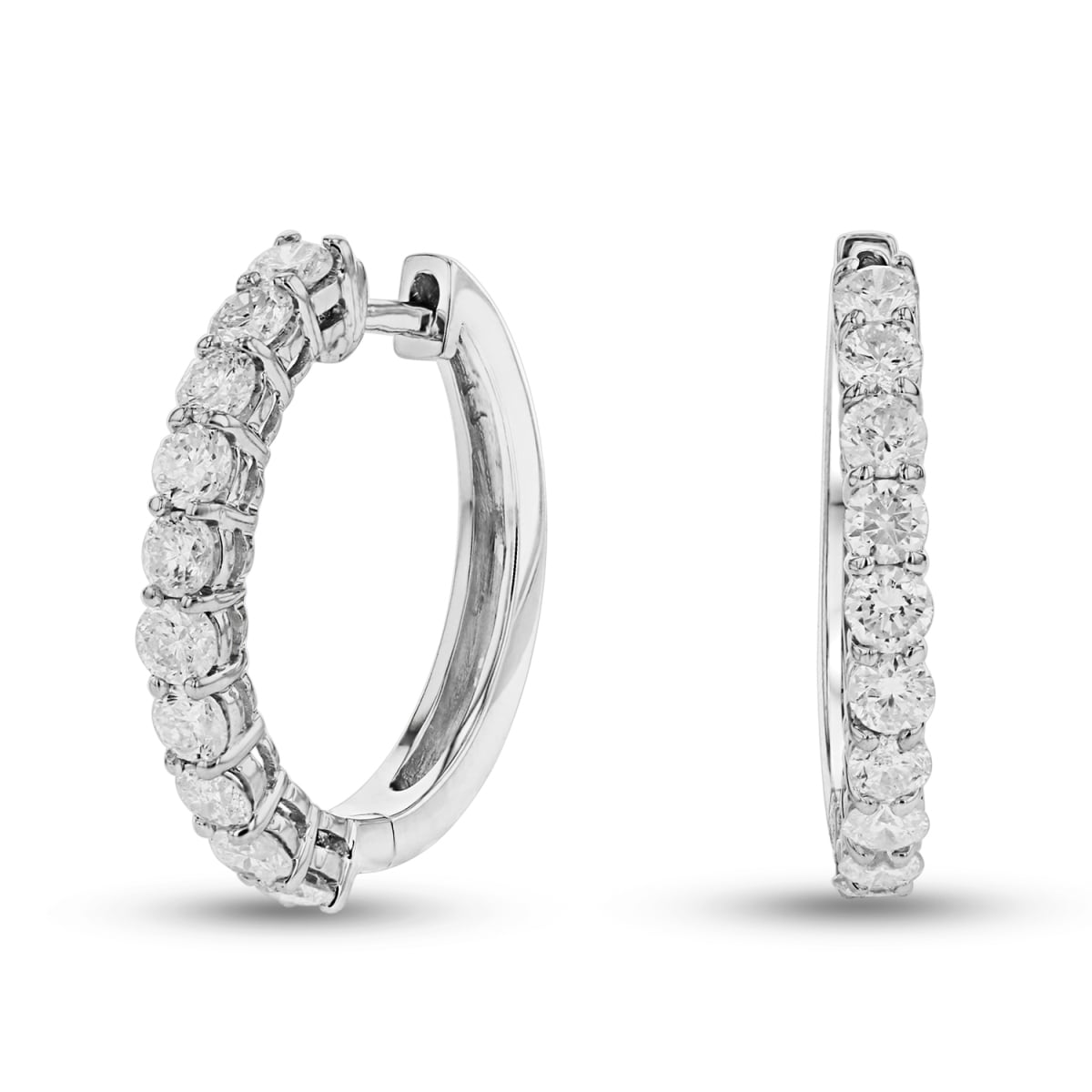 1.25 CTW Diamond Hoop Earrings, 14K Gold