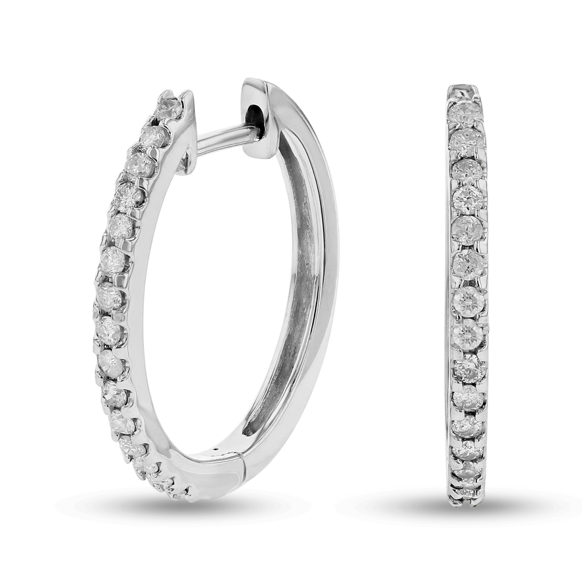 0.5 CTW Diamond Hoop Earrings, 14K Gold