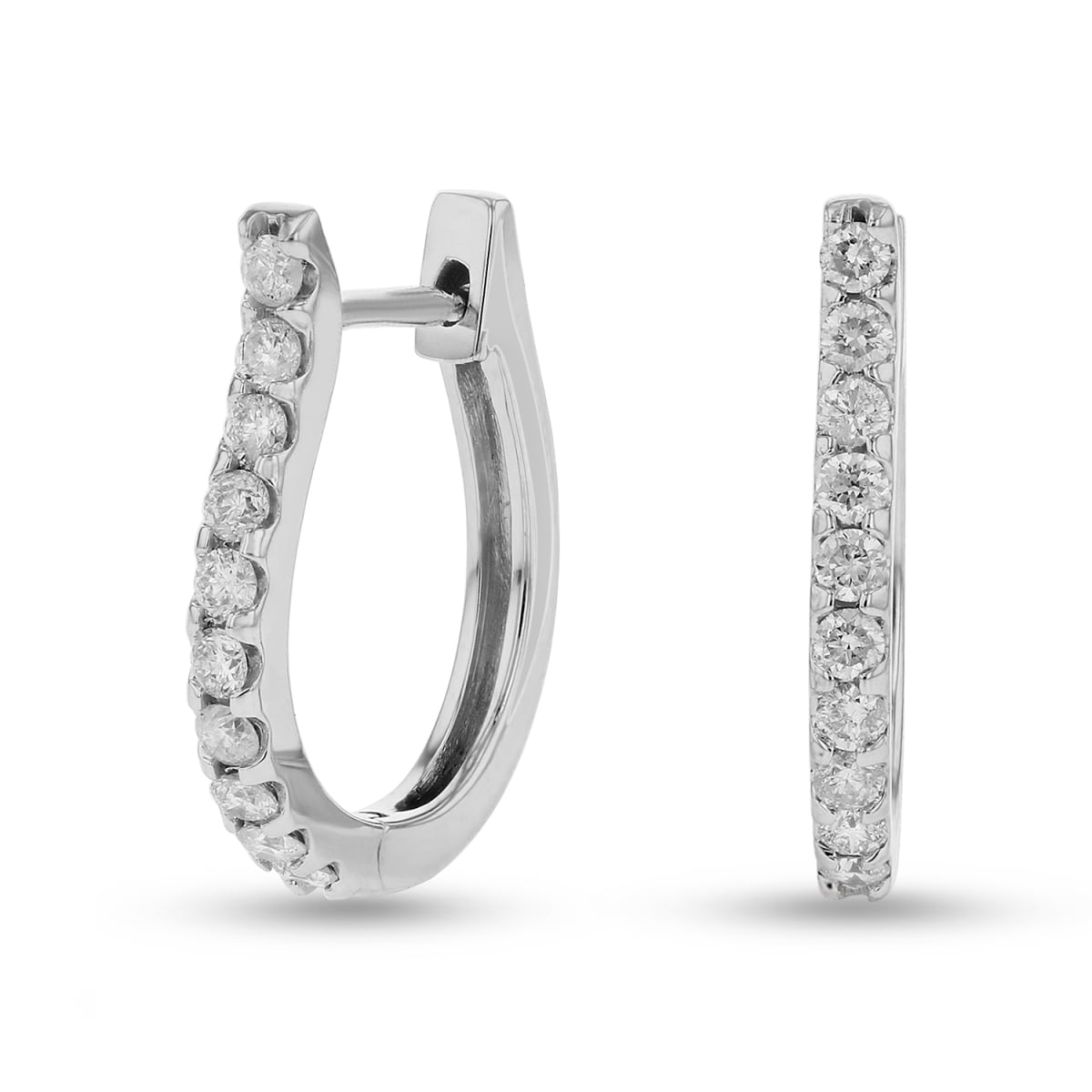 0.5 CTW Diamond Hoop Earrings, 14K Gold