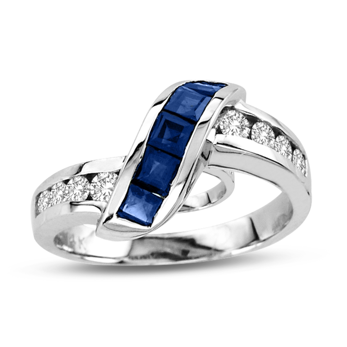 1.16 CTTW Sapphire & Diamond Ring, 14K Gold - Size 6.5