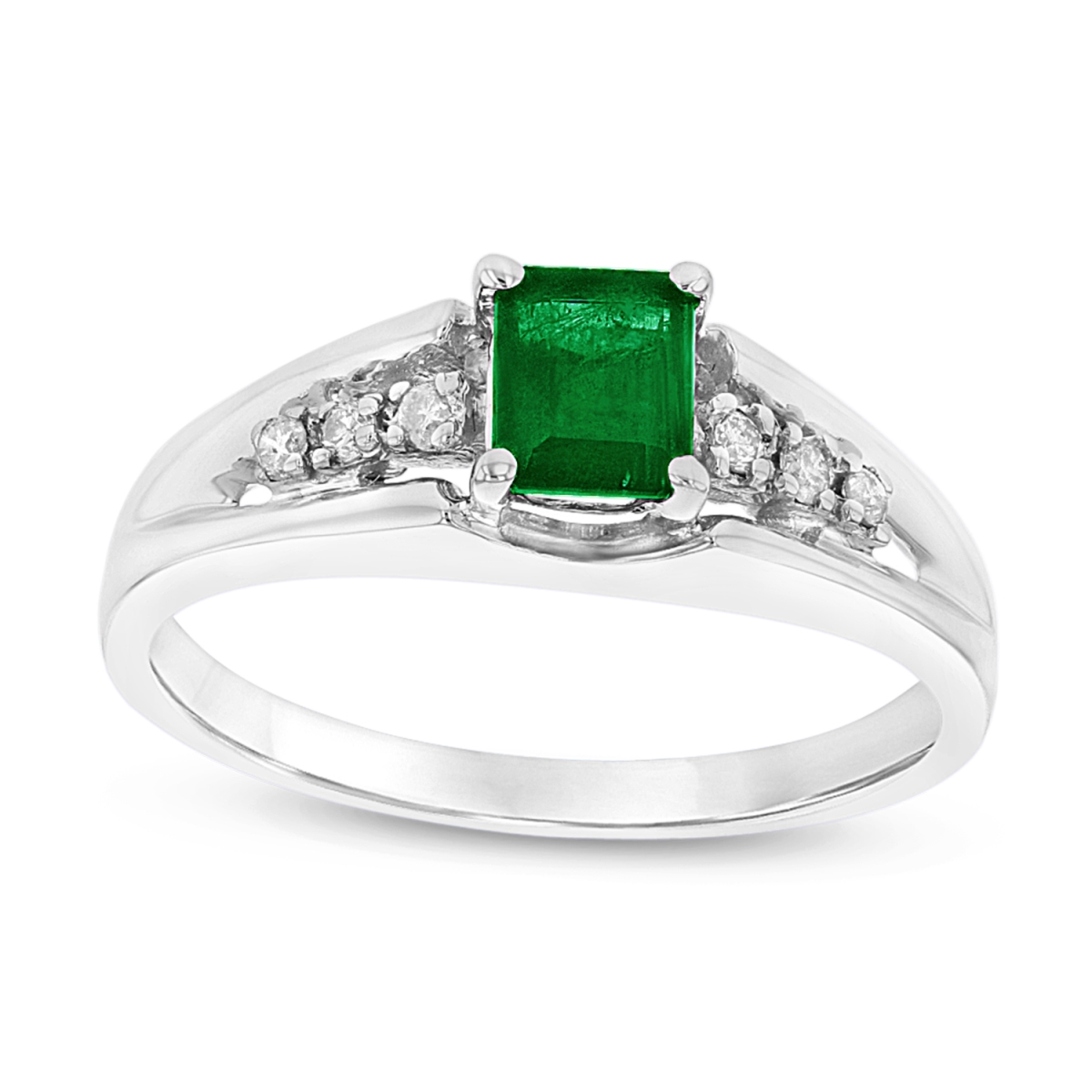 0.58 CTTW Emerald & Diamond Ring Set, 14K Gold - Size 6.5