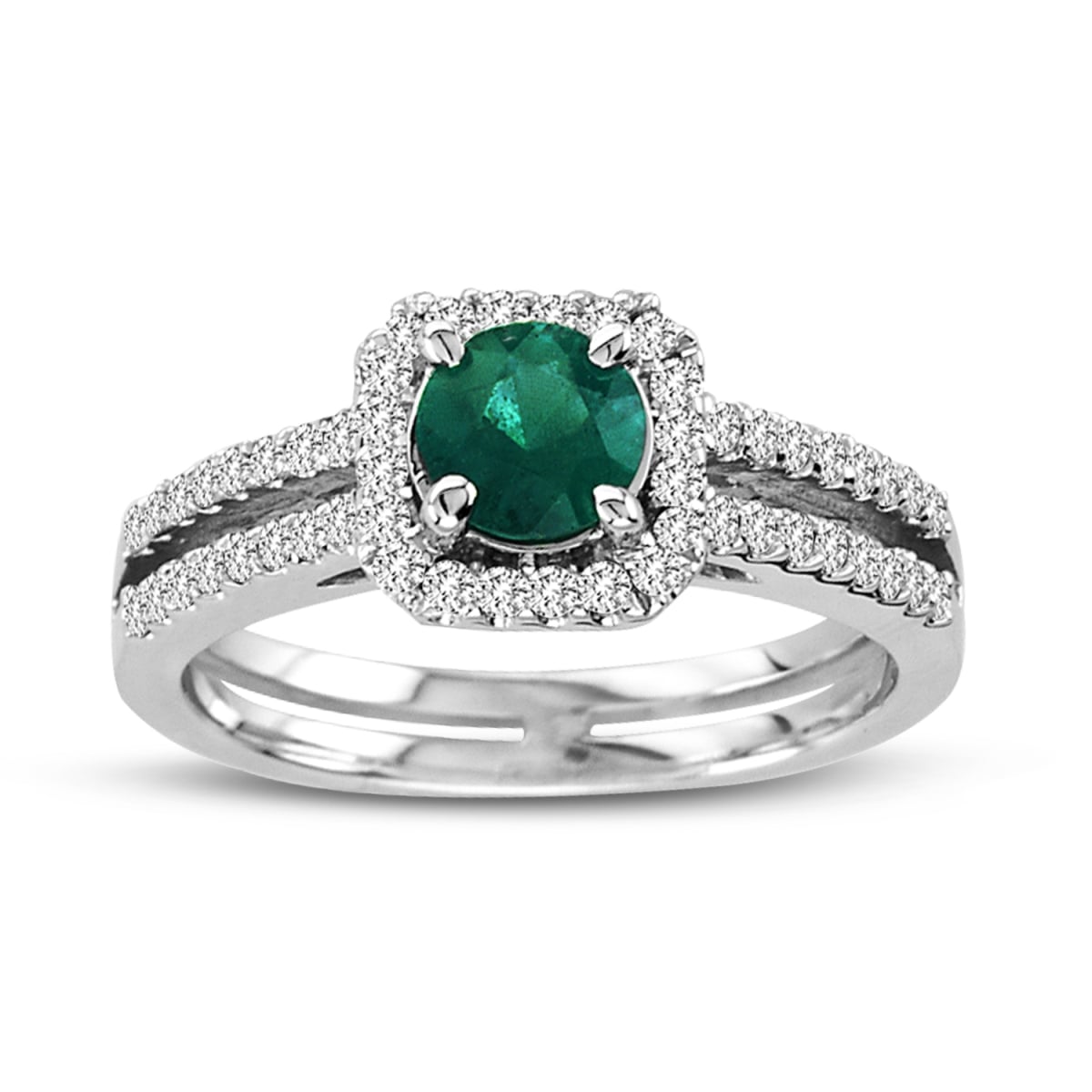 0.36 CTW Diamond & Emerald Ring, 14K Gold - Size 6.5